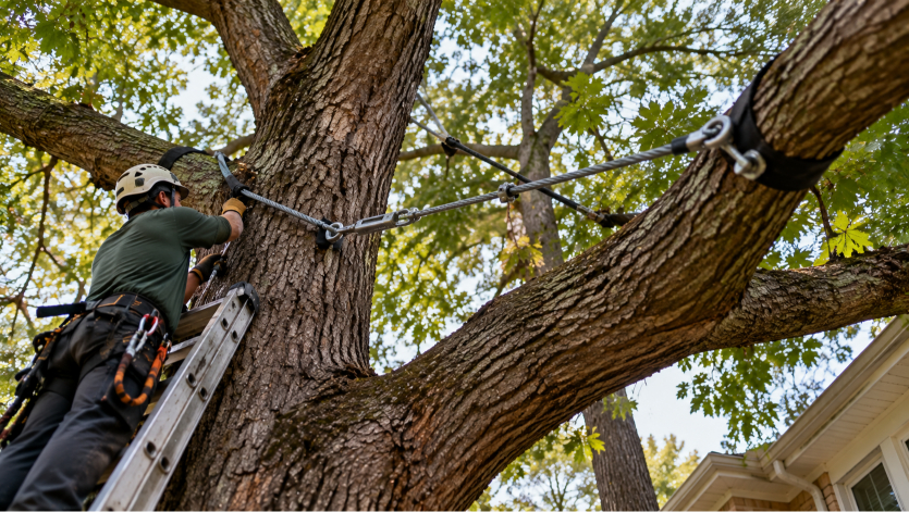 Tree cabling and bracing for structural support in Raleigh, NC