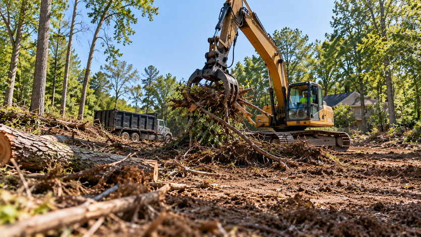 Land and lot clearing for construction and development in Raleigh, NC